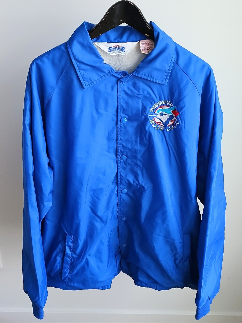 Vintage 90s Toronto Blue Jays Softwear Windbreaker Coach Jacket Blue XL Canada